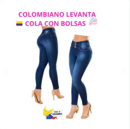 JEANS LEVANTA COLA COLOMBIANO CON BOLSAS